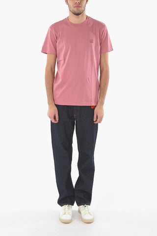 T-Shirt Girocollo in Cotone con Logo in Rilievo