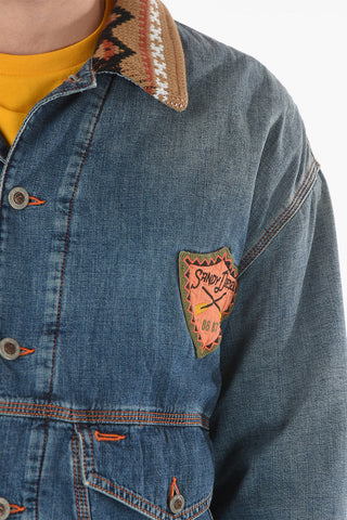 Quilted Denim Jackt with Patches