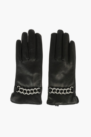 Leather G-PLACKI-A Gloves with Chain Detail