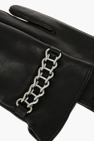 Leather G-PLACKI-A Gloves with Chain Detail