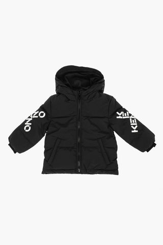 Piumino con Logo a Contrasto e Cappuccio