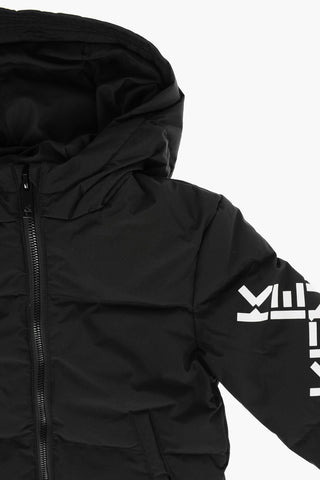 Piumino con Logo a Contrasto e Cappuccio