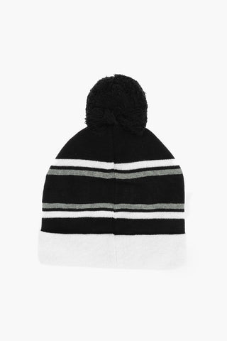 logo embroidered beanie with pom-pom