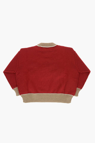 teddy bear embroidered virgin wool crew-neck sweater