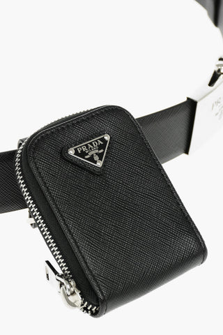 Saffiano-leather Utility Belt with Logoed Pouch