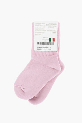 Ribbed Long Socks with Teddy Embroidery