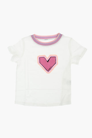 Heart-Printed Front TEDDY Crew-Neck T-shirt