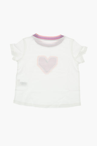 Heart-Printed Front TEDDY Crew-Neck T-shirt