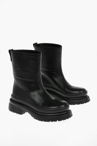 Leather Combat Boots Embellished with Stud with Chunky Soles