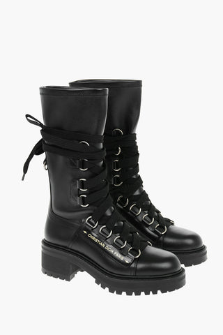 Leather D-FIGHT Combat Boots with Contrasting CHRISTIAN DIOR PARIS Logo 3,5cm