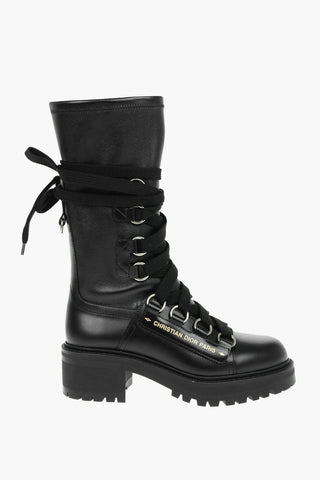 Leather D-FIGHT Combat Boots with Contrasting CHRISTIAN DIOR PARIS Logo 3,5cm