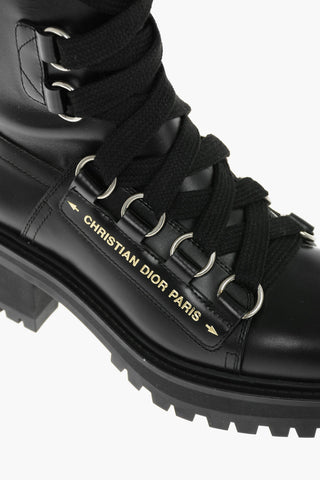 Leather D-FIGHT Combat Boots with Contrasting CHRISTIAN DIOR PARIS Logo 3,5cm