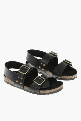 Leather JAM Sandals with Double Buckle