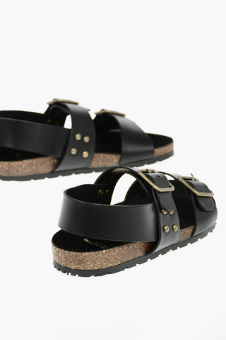 Leather JAM Sandals with Double Buckle