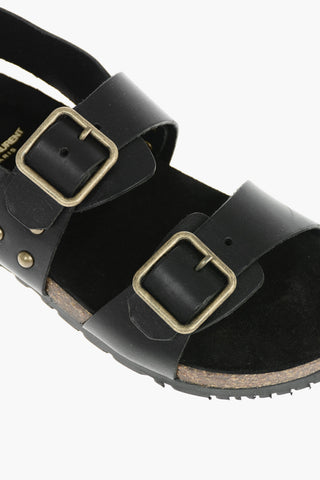 Leather JAM Sandals with Double Buckle
