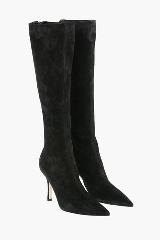 Stretchy Suede Leather MAMA Knee-high Boots with Back zip 10cm