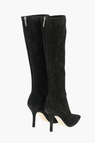 Stretchy Suede Leather MAMA Knee-high Boots with Back zip 10cm