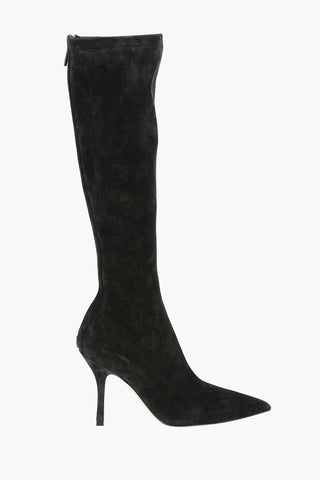 Stretchy Suede Leather MAMA Knee-high Boots with Back zip 10cm