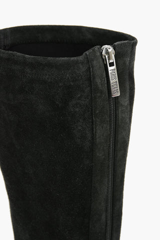 Stretchy Suede Leather MAMA Knee-high Boots with Back zip 10cm