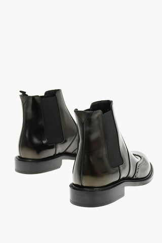 Polished Leather ARMY Quarter brogue Chelsea Boots