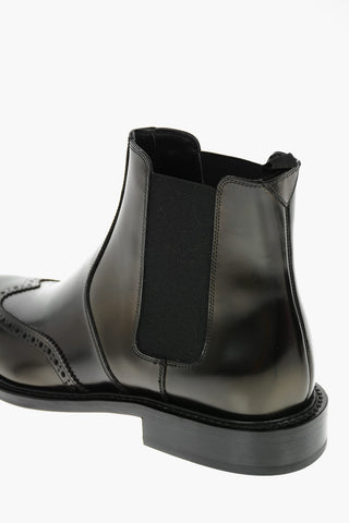 Polished Leather ARMY Quarter brogue Chelsea Boots