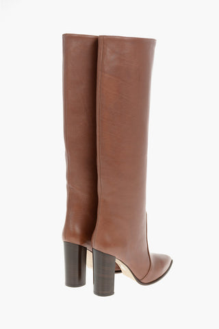 Textured Leather SIENNA Knee-high Boots with Wooden Heel 9,5cm