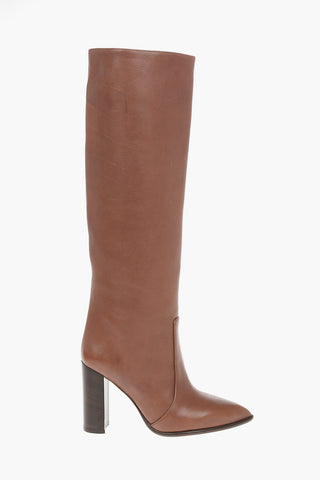 Textured Leather SIENNA Knee-high Boots with Wooden Heel 9,5cm