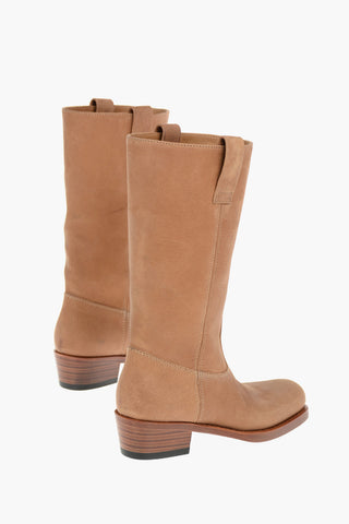Leather ROXY Squared-toe Camperos Boots with Visible Stitchings