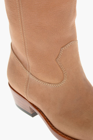 Leather ROXY Squared-toe Camperos Boots with Visible Stitchings