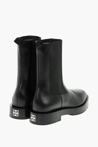 Leather Mid-calf Chelsea Boots with Squared Toe