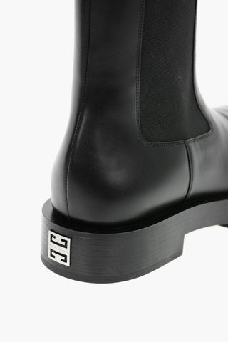 Leather Mid-calf Chelsea Boots with Squared Toe