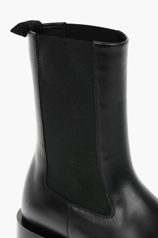 Leather Mid-calf Chelsea Boots with Squared Toe