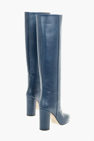 Lizard Printed Leather Over-the-knee Boots with Block Heel 10,5cm