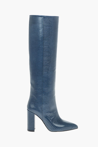 Lizard Printed Leather Over-the-knee Boots with Block Heel 10,5cm