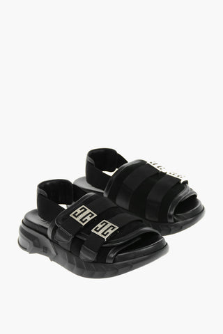 Suede Leather MARSHMALLOW Platform Sandals with Logoed Double Buckle