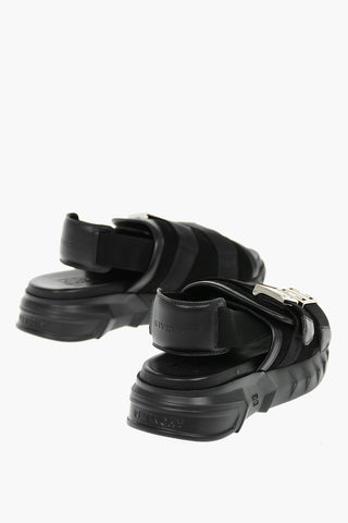 Suede Leather MARSHMALLOW Platform Sandals with Logoed Double Buckle