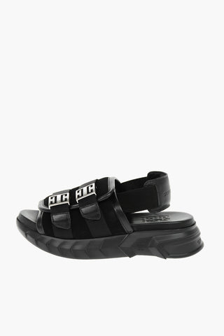 Suede Leather MARSHMALLOW Platform Sandals with Logoed Double Buckle
