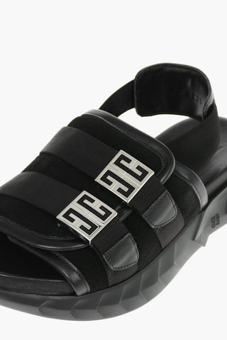 Suede Leather MARSHMALLOW Platform Sandals with Logoed Double Buckle
