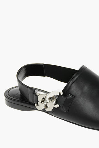 Soft Leather Mules embellished with Metal G Chain