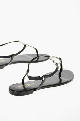 Leather Thong Sandals with Metal Piercing Detail