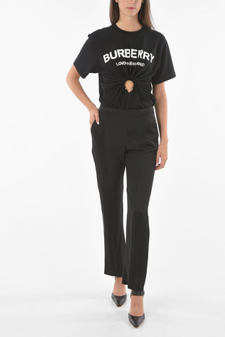 Straight-leg AGOSTIN Pants with Satin Viscose Blend Details
