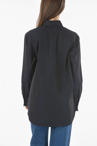 Double Breast-pocket Cotton Poplin Shirt with Logoed Brass Buttons