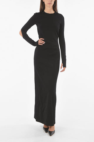Tech Fabric Long Bare Back Dress with Cut-out Details