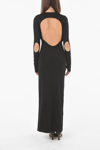 Tech Fabric Long Bare Back Dress with Cut-out Details