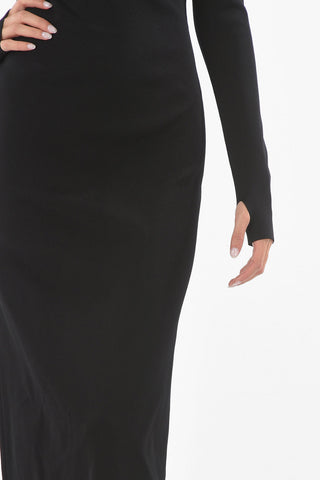 Tech Fabric Long Bare Back Dress with Cut-out Details