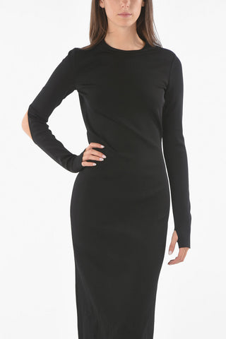 Tech Fabric Long Bare Back Dress with Cut-out Details