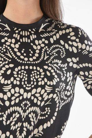 S MAX MARA Printed ALFONSA Satin Silk Blouse with 3/4 Sleeves