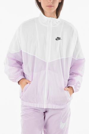 Two-Tone Nylon Windbreaker with Zip Closure