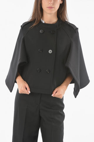Wool Blend FLARED FIT Double Breasted Cape