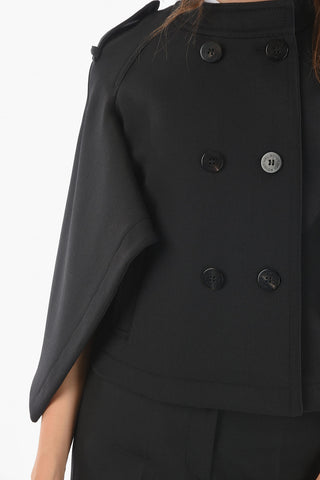 Wool Blend FLARED FIT Double Breasted Cape